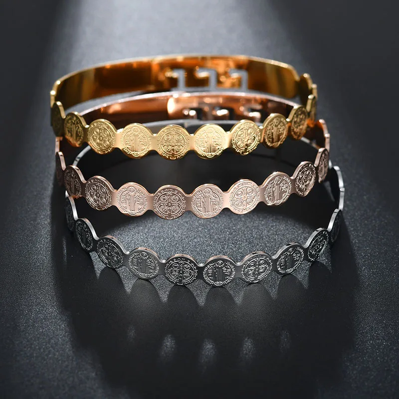 Letdiffery тон Saint Benedict Винтаж религиозная медаль браслеты защита Медаль Крест