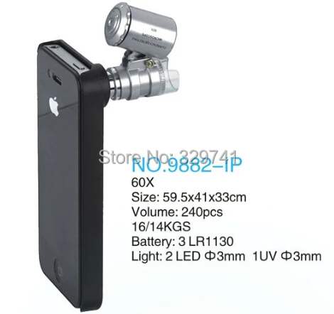 Прецизионный Карманный микроскоп с подсветкой 60x со светодиодным УФ светом и
