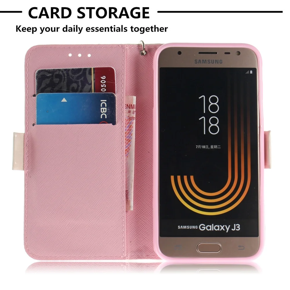 Чехол с откидной крышкой для Samsung Galaxy J3 Pro 2017 кожаный чехол-бумажник ударопрочный