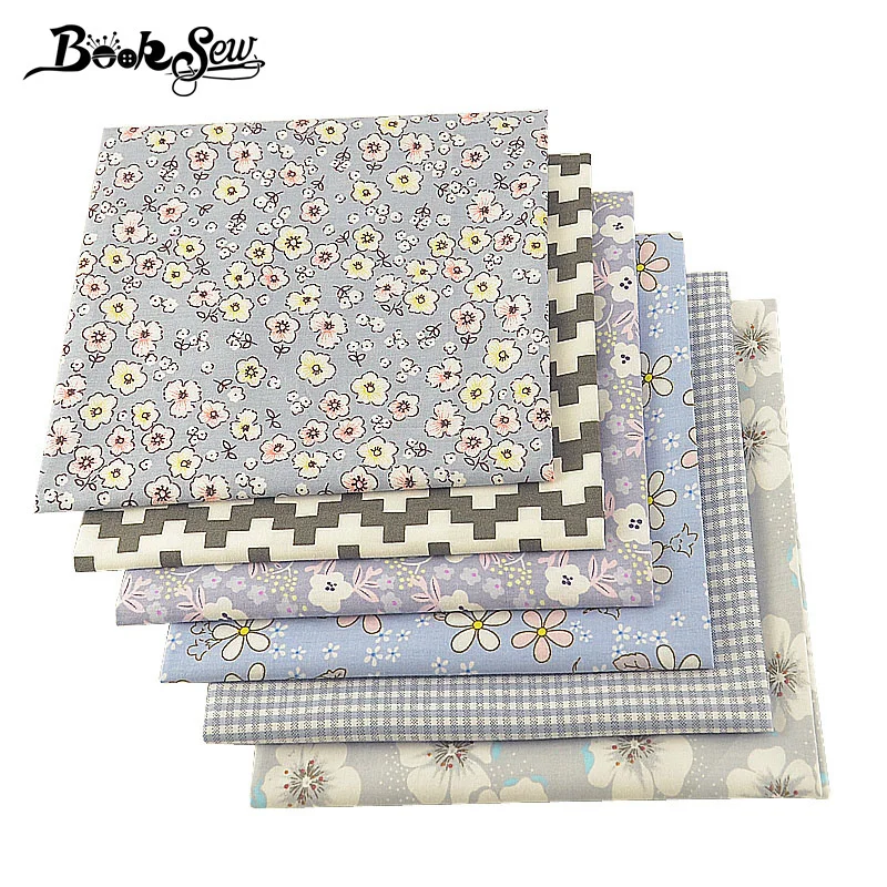 Booksew 100% хлопчатобумажная саржевая ткань с цветочным дизайном 6 шт./лот 40 см x 50