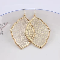 wholesale gold plating teardrop hollow filigree moroccan dangle drop earrings for women vintage statement boho style earrings