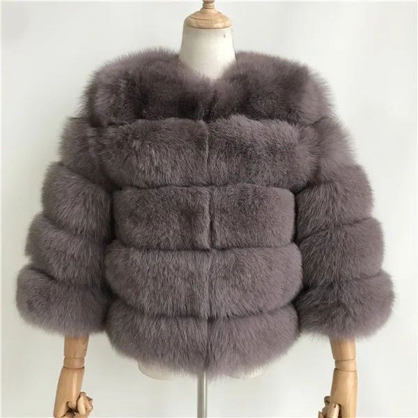 Purple grey Шуба из натурального Лисьего меха женская зимняя куртка из натурального меха Верхняя одежда Пальто Короткое из натурального Лисьего меха шуба из натурального Лисьего меха s для женщин - Цвет: Purple grey