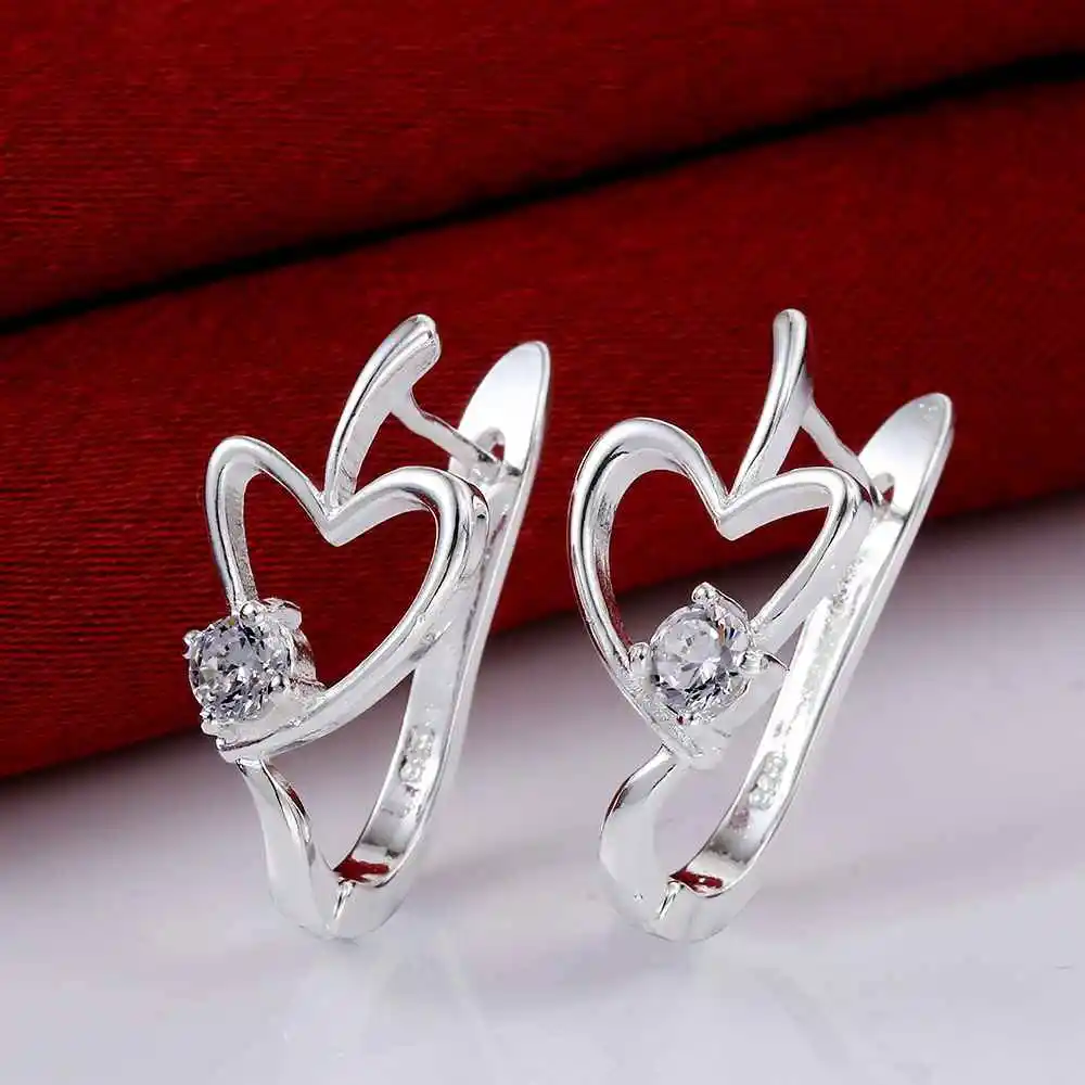 Simple Fashion Style Silver plated heart U stud Earrings Jewellery mens 2014 Wholesale&hot sell SMTE603|fashion earrings|stud earringsstud earrings