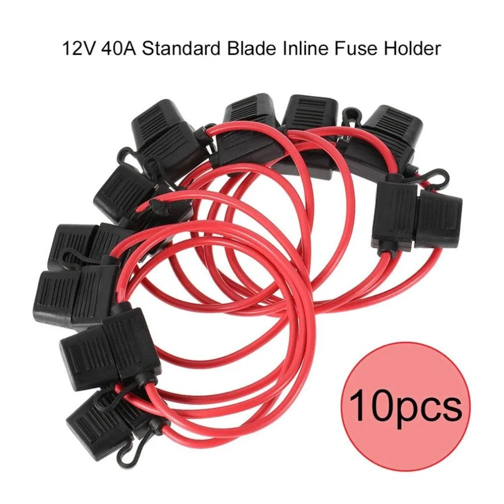 10pc 12V 40A Standard Blade Inline Fuse Holder with Waterproof Dustproof Cover | Электроника