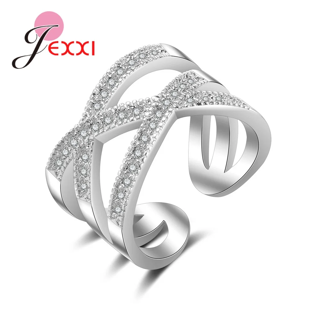 

Explosion Models Hot 925 Sterling Silver Open Ring Novel Hollow Pliers Small Crystal Jewelry Party Christmas Gift