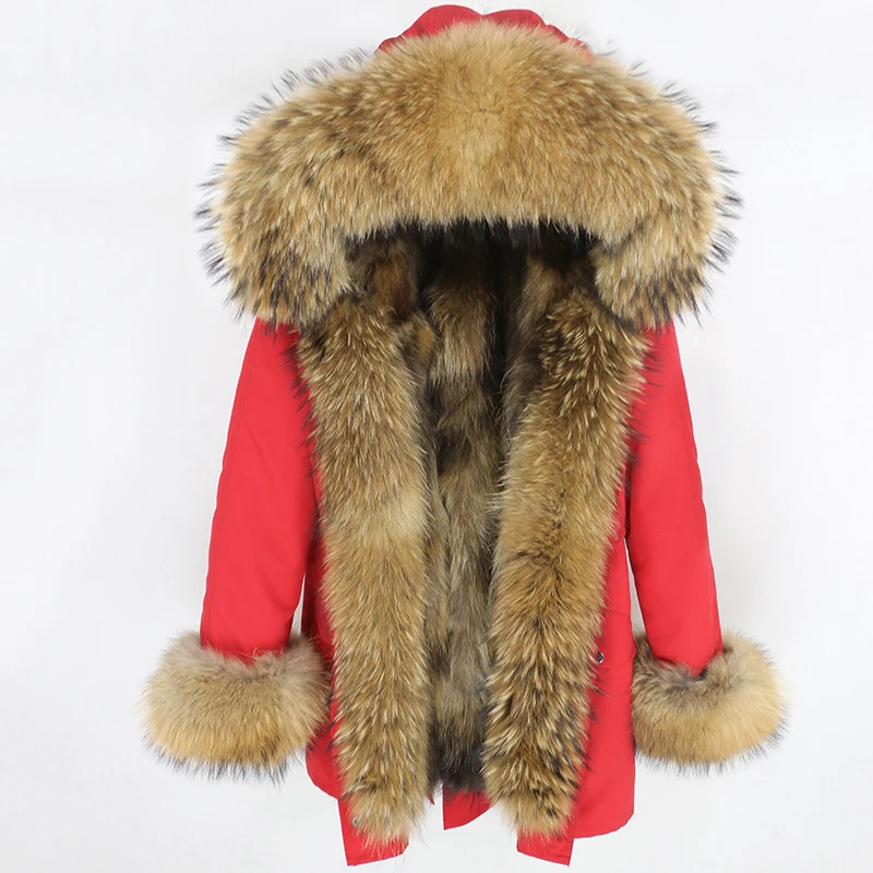 Пальто с натуральным мехом енота капюшон лисьим зимняя куртка Женская длинная