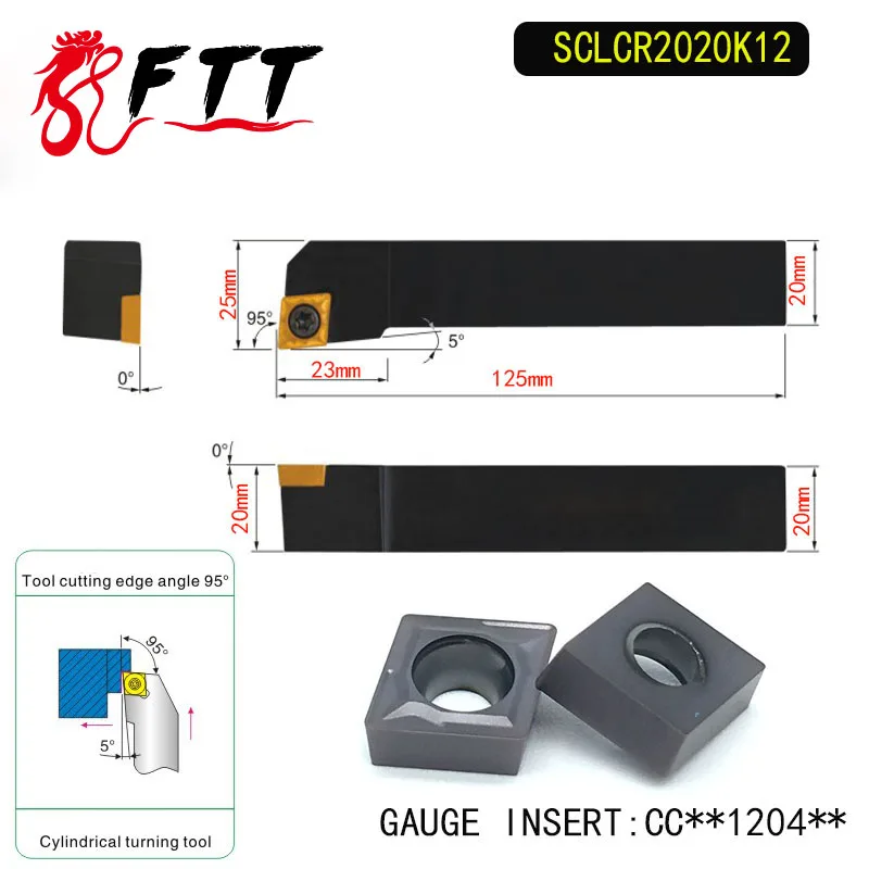 

SCLCR2020K12 95 Degrees External Turning Tool Holder For CCMT120404 CCMT120408 Used on CNC Lathe Machine