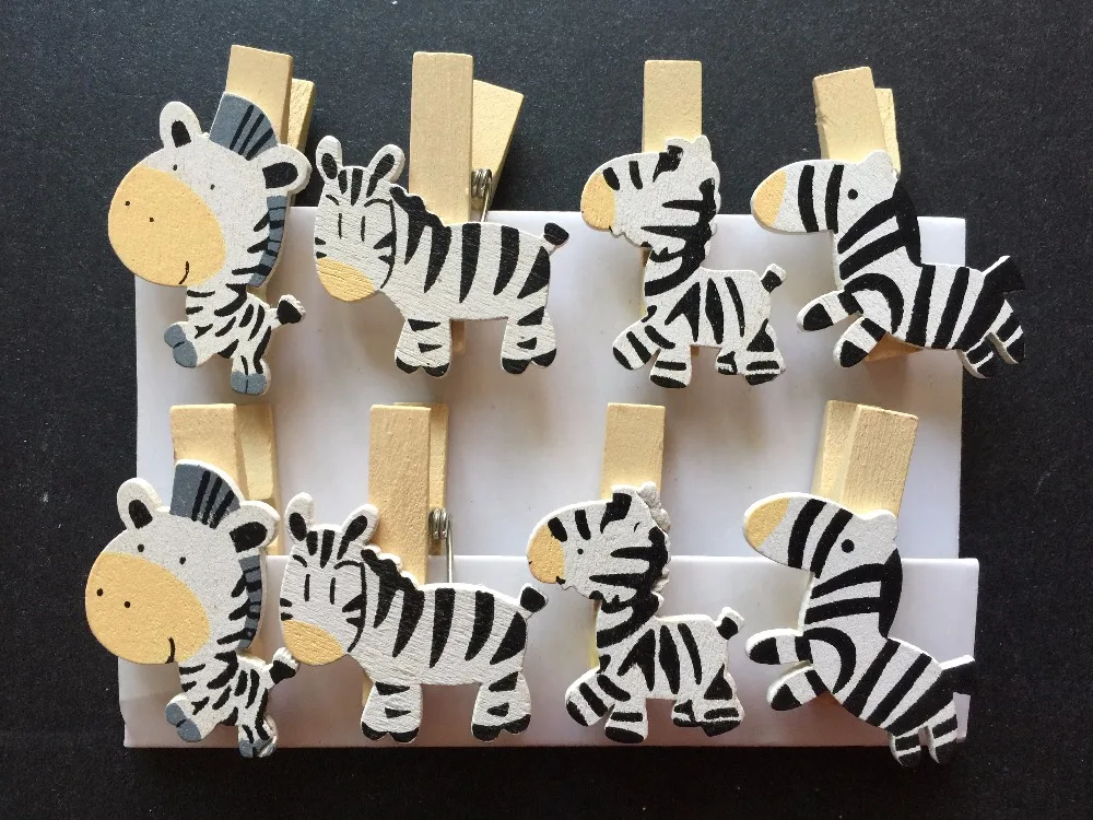 120 шт. деревянные зажимы в виде зебры Деревянные прищепки для фотобумаги