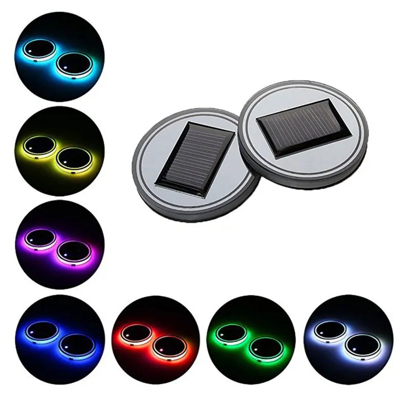 Солнечный держатель чашки воды коврик светодиодный свет usb зарядка ночной Светильник для создания уютной атмосферы лампа для автомобиля