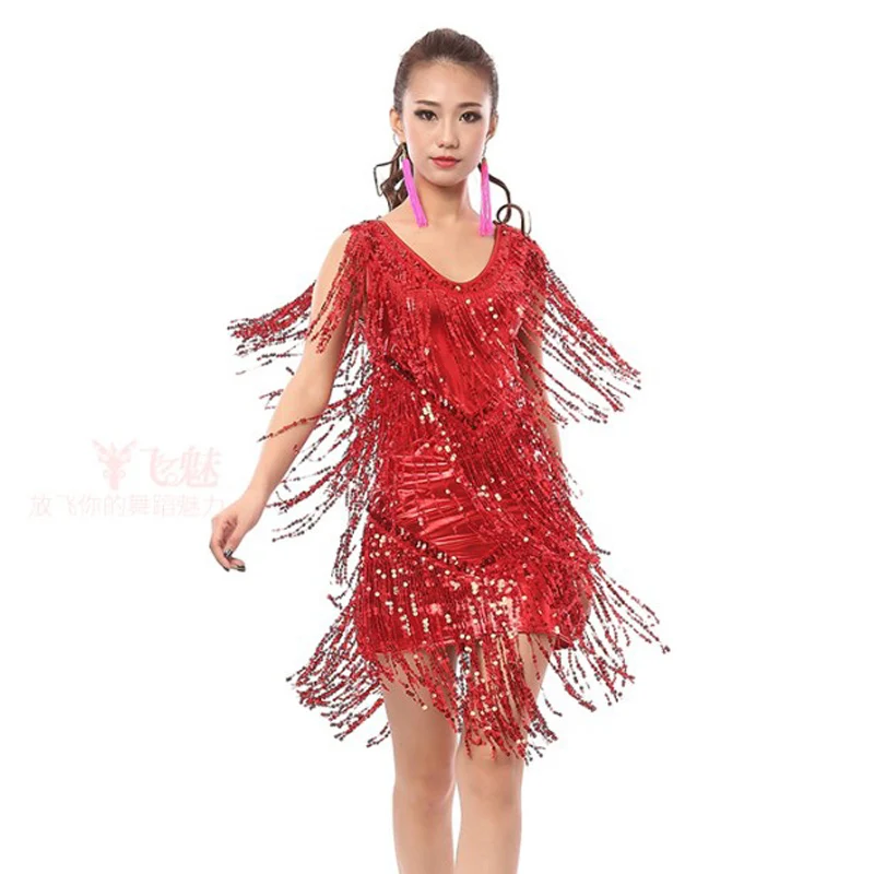 Платье для танца с блестками/Серебряное платье латинских танцев сальсы Вегаса