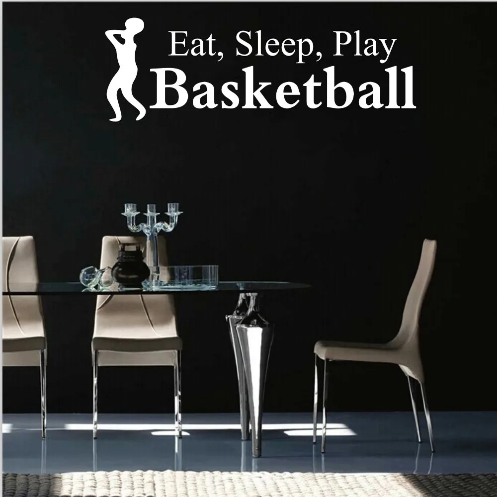 Eat Sleep Play баскетбольная наклейка с буквами Настенный декор для комнаты Спортивная