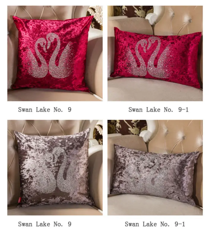 Экологичный фиолетовый двойной Лебедь PANFELOU 45*45 см с фианитом|cushion cover|cushion covers for
