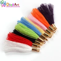 olingart 30252015mm 20pcs golden hat mix color cotton silk tassel necklace earring diy jewelry making straps keychain charms