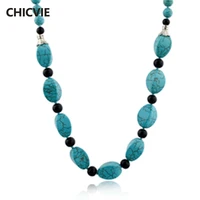 chicvie vintage accessories natural stone beads necklaces for women statement silver color ethnic jewelry necklaces sne140440