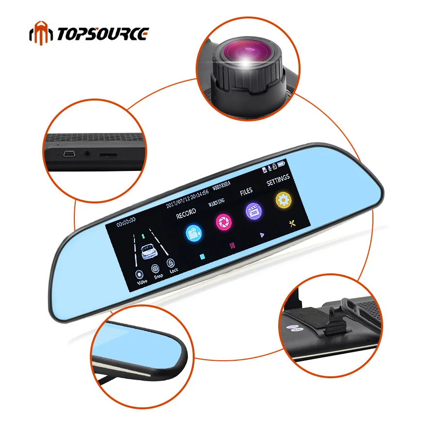 Автомобильный видеорегистратор TOPSOURCE с двумя объективами камера регистратор HD 7