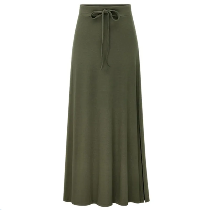 army green Omen Empire юбка женская летняя одежда Повседневная Плюс Размер Solid однотонная трапециевидная юбка Новое поступление высокое качество - Цвет: army green