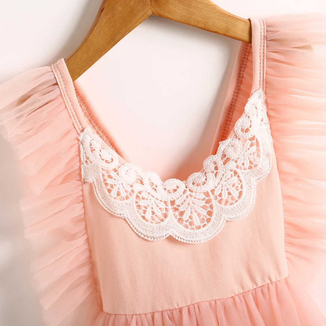 От 2 до 7 лет платье для маленьких девочек Одежда с рукавами-крылышками Кружевной