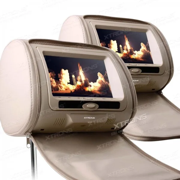 XTRONS Cream 2x7 &quotцифровой экран на молнии подголовник автомобиля DVD плеер USB FM игровой