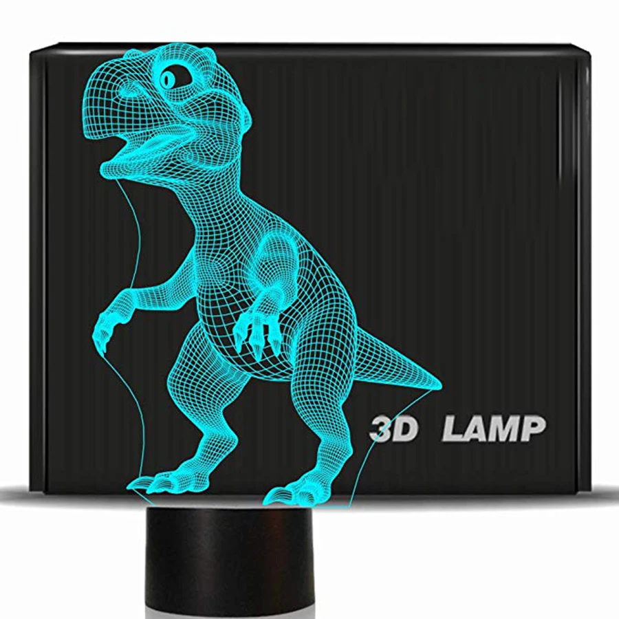 3D ночные светильники для детей динозавр ночник иллюзия Лампа 7 видов цветов