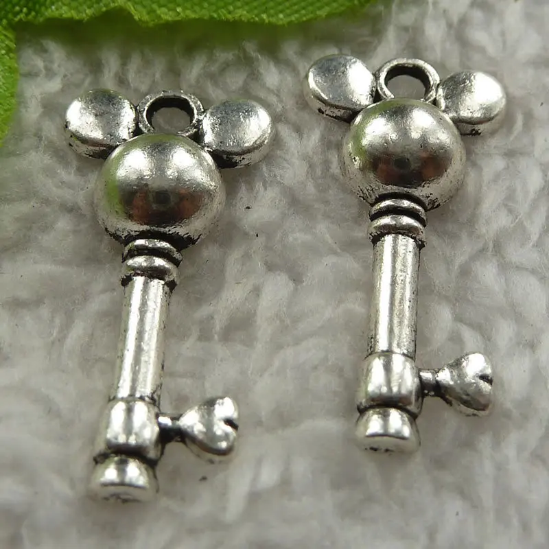 200 штук античный серебрянный Ключ Подвески 27x13 мм #4140|key charms|silver key charmantique charm |