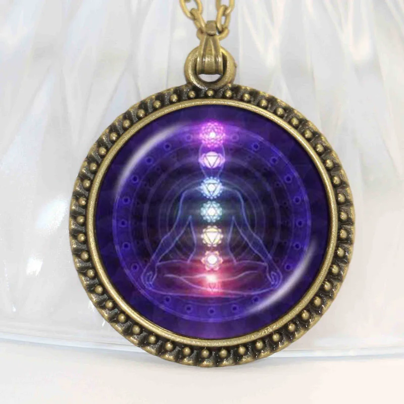 (1 шт./лот) чакра Йога ожерелья бронзовые кулоны цепь индуизм ожерелье знак