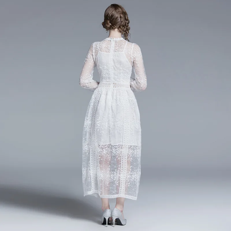 Женское кружевное платье макси с цветочным принтом и вышивкой|Женские платья| |