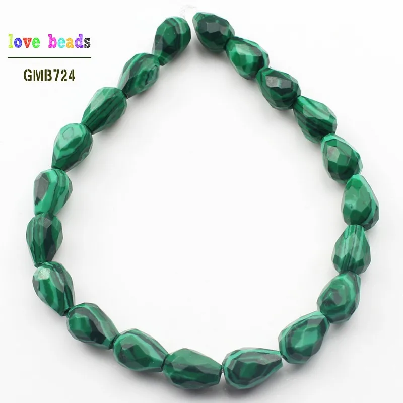 green malachite Бусины Из Натурального граненого камня в форме капли, авантюрин, тигровый глаз, красные яшмы, бусины 8*10 мм, бусины для изготовления ювелирных изделий, 20 шт - Цвет: green malachite