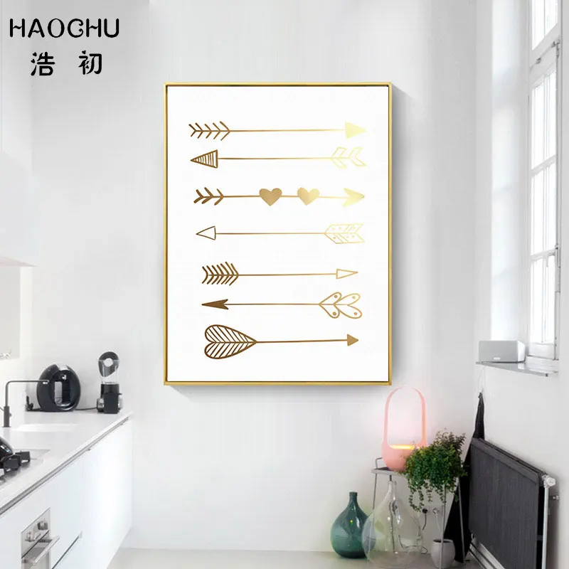 HAOCHU Nordic Золотой голова оленя геометрический рисунок холст картины плакат