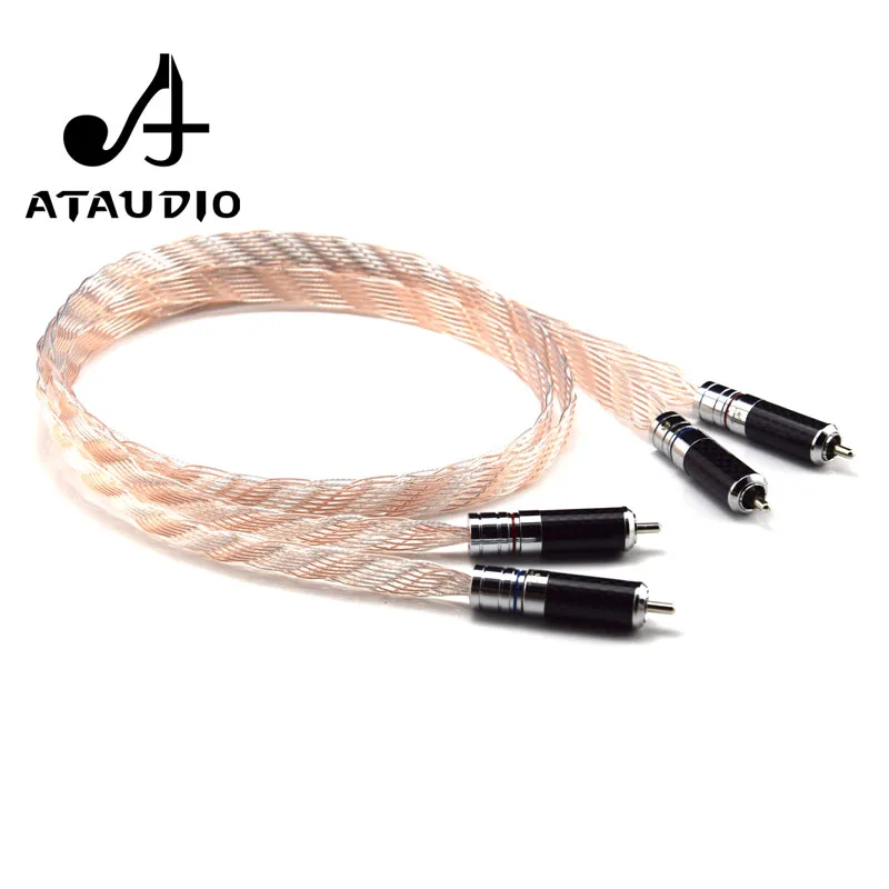ATAUDIO одна пара Hi Fi RCA кабель высокая производительность серебро и медь 2RCA штекер