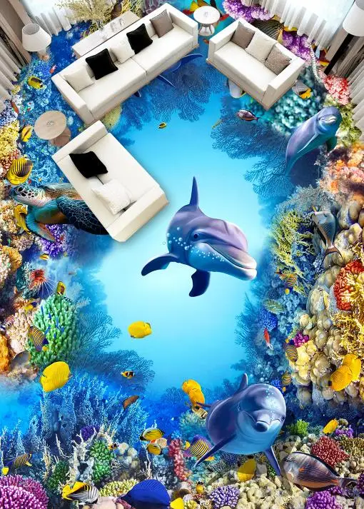 3d flooring wallpaper ocean self adhesive Underwater World wallpapers bathroom Living room bedroom floor | Обустройство дома
