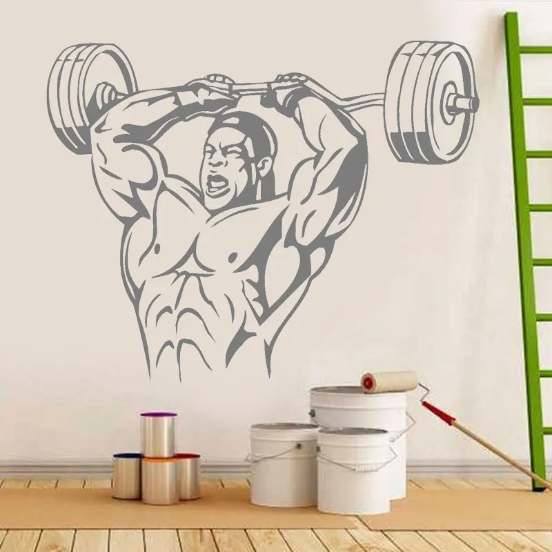 Наклейка на стену Виниловая наклейка для мышц в спальне человек Powerlifting