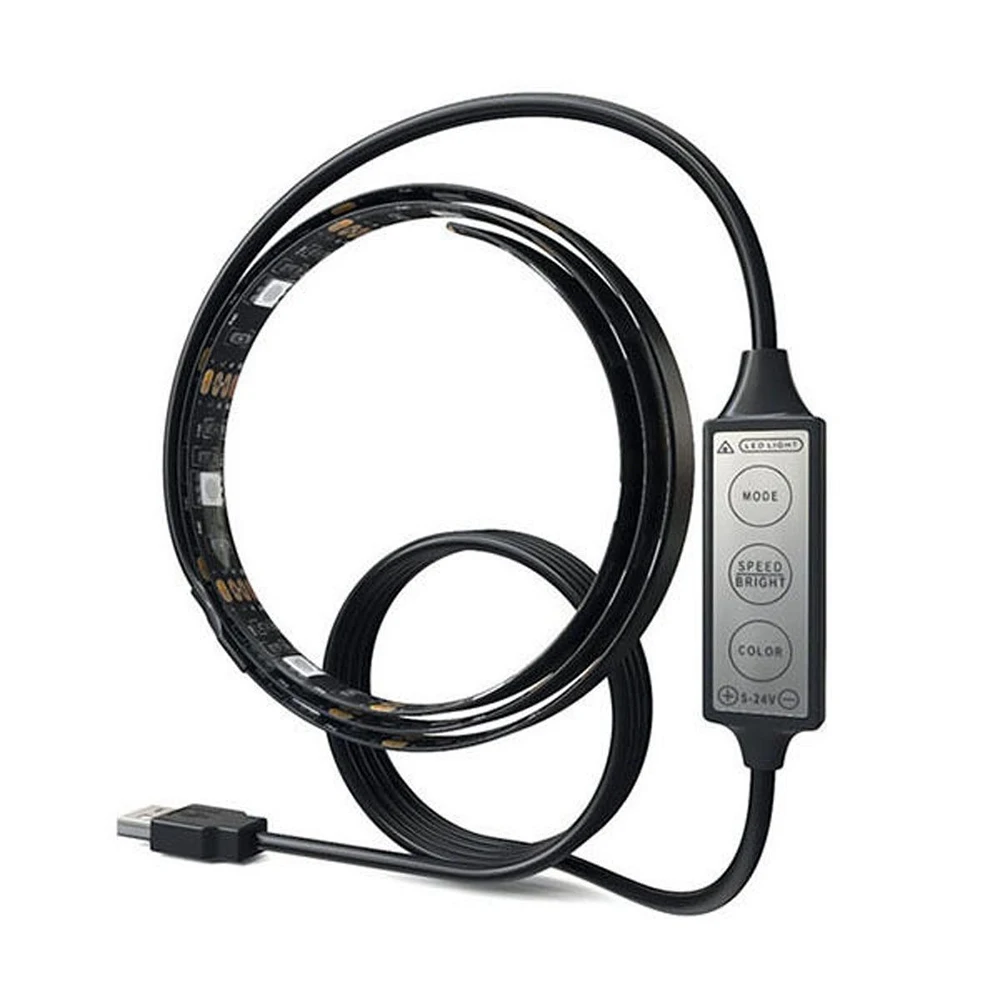 Mi 3Key Set USB Светодиодная лента DC5V 5050 RGB, цветная, 50 см, 1 м, 2 м, настольная лампа, лента для домашнего ТВ, фоновое освещение, водонепроницаемая, с 3 кнопками управления - Испускаемый цвет: Mi 3Key Set