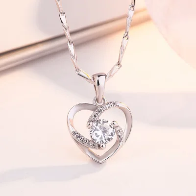 Funmor простой кулон в виде сердца ожерелье из стерлингового серебра 925 пробы
