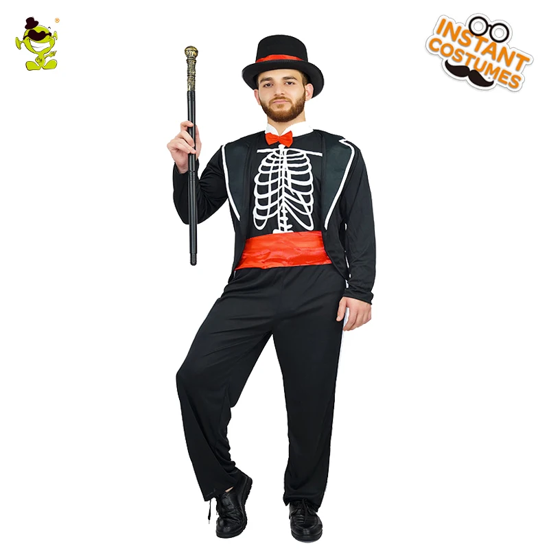 

Purim Party Men's Ghost Skeleton Costumes Halloween Role Play Scary Gentle Suits Fancy Dress Up