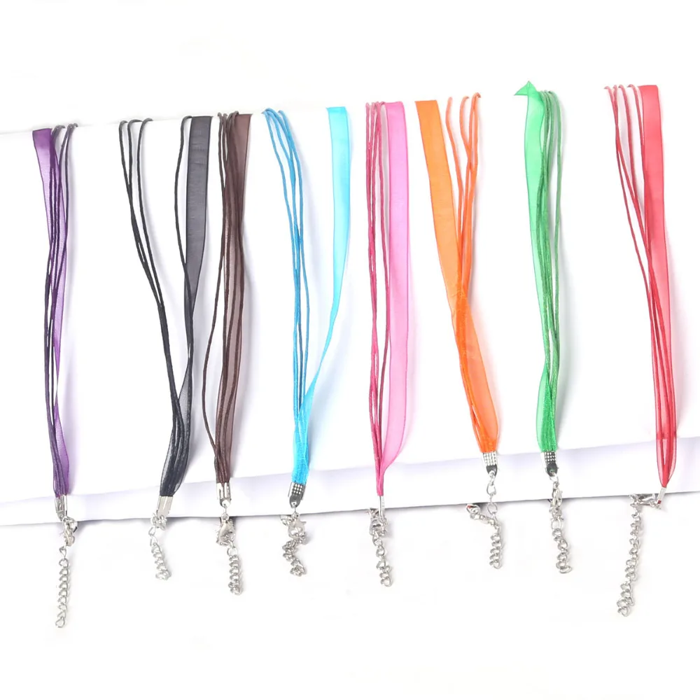 Популярные цветные детские веревки ожерелье регулируемая лента из органзы + воск