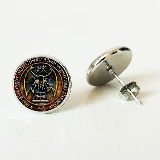 VINTAGE Seal Zodiac Witchcraft Glass Stud Earrings Crescent Vintage Ms./Men | Украшения и аксессуары
