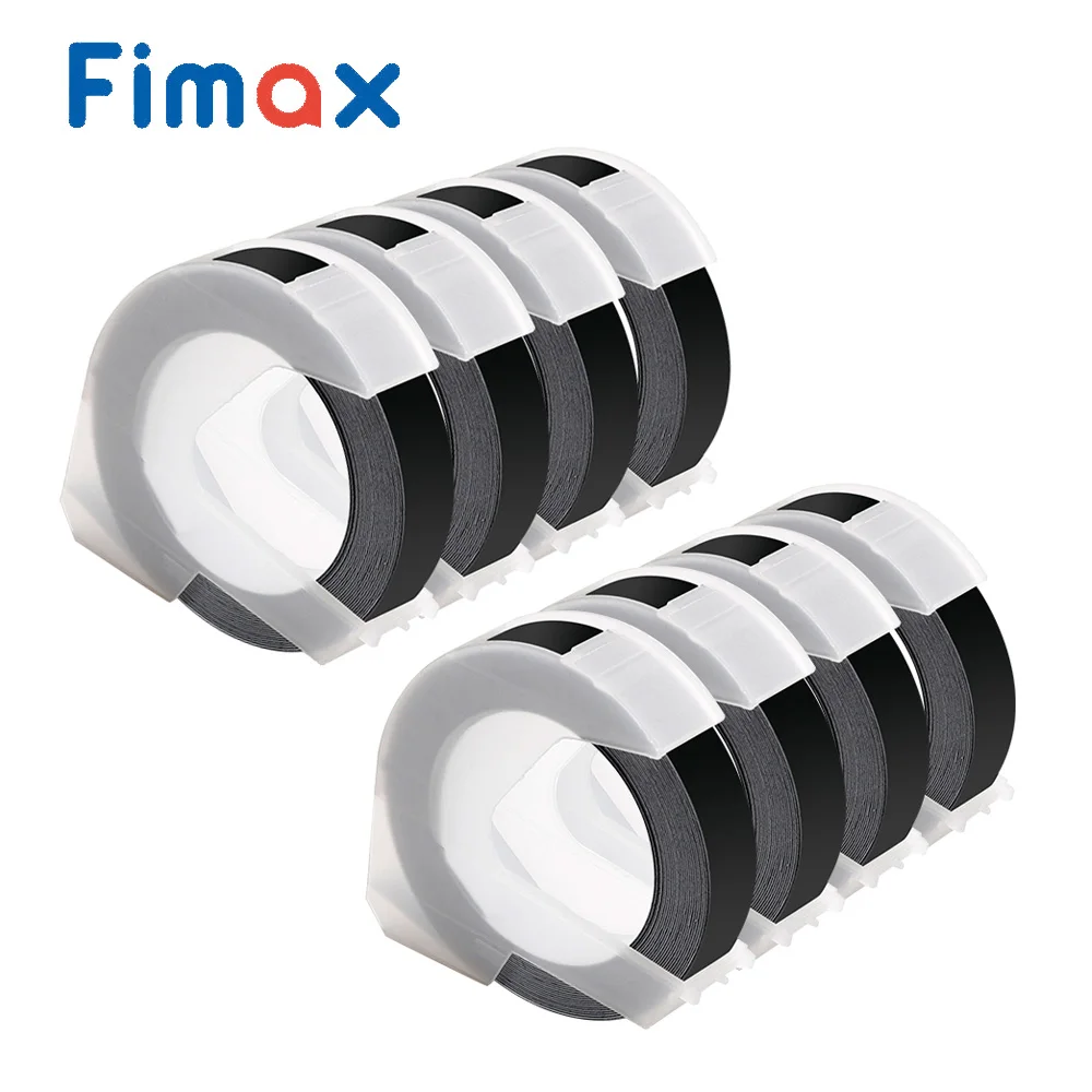 

Fimax 8 PCS Dymo 3D Embossing Plastic Tape 9mm*3m White on Black 520109 S0847730 compatible Dymo Embossing Label Makers 12965