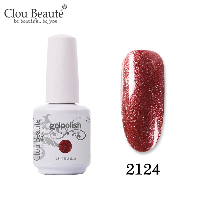 Clou Beaute Gellak UV 15 мл полуперманентный лак для ногтей гель основа и верхнее покрытие замочить от ногтей Живопись гель лак для ногтей - Цвет: 2124