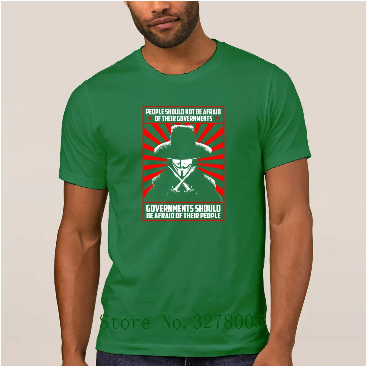 Мужская футболка с V-образным вырезом Вендетта Весенняя большого размера | одежда