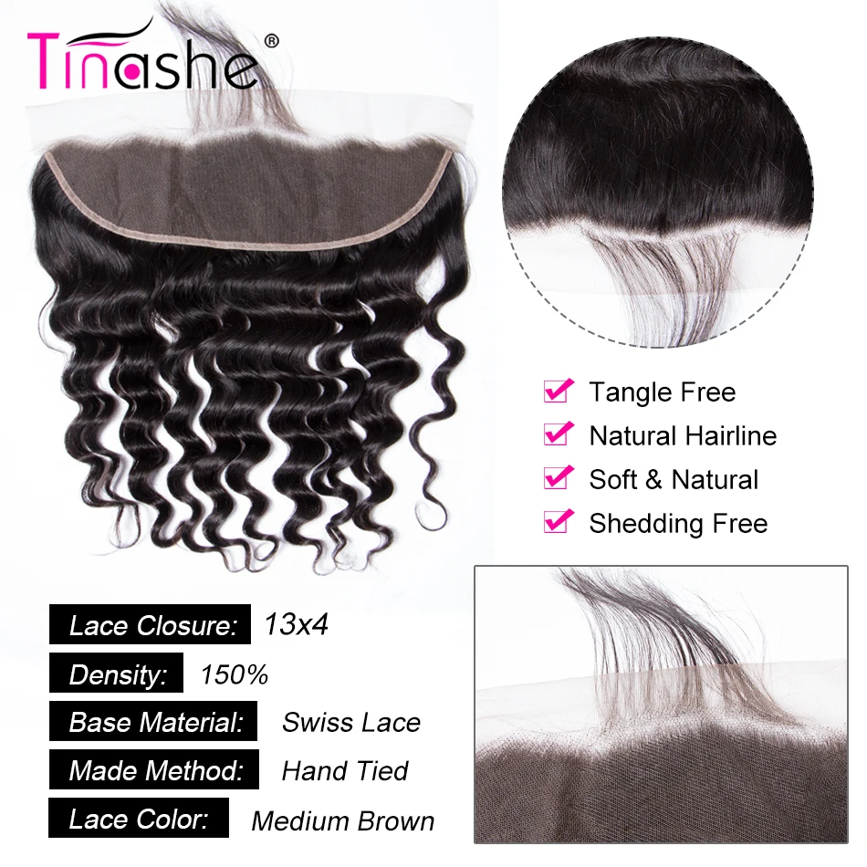 Волосы Tinashe свободные с глубокой волной пучки фронтальной бразильской шерстью