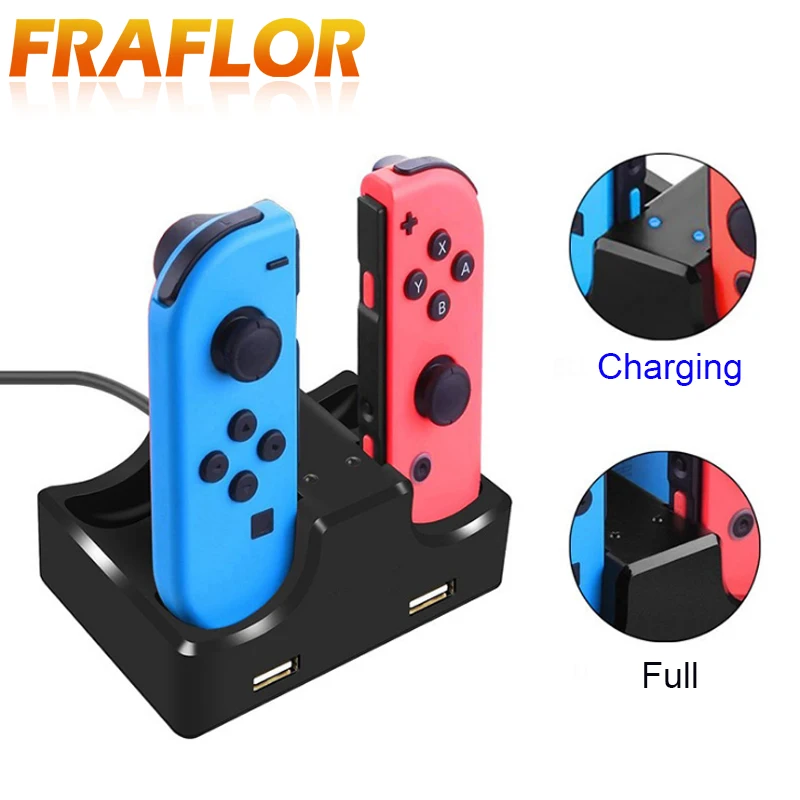 Зарядная док станция 4 в 1 Joy Con с светодиодный индикатором для переключения NS