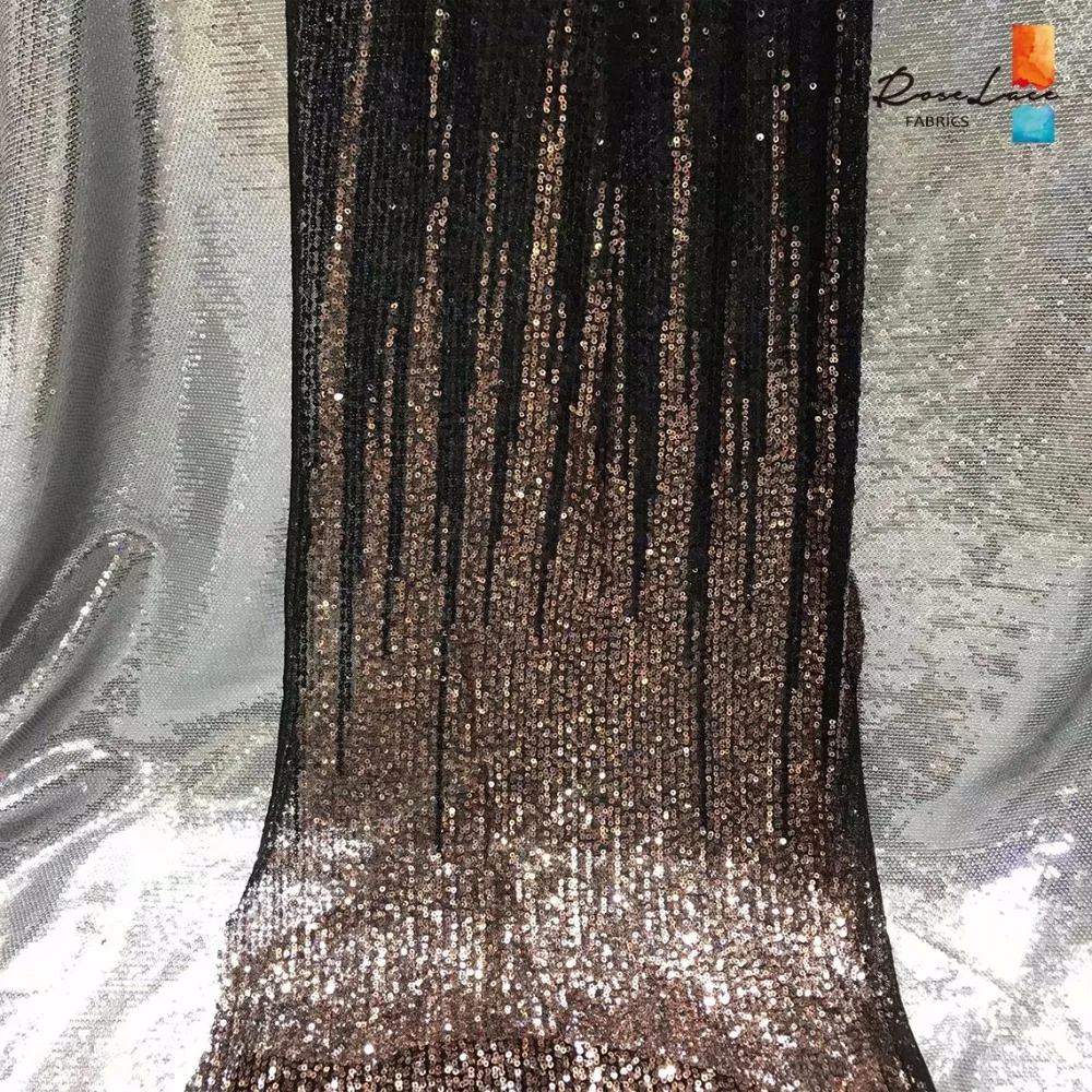 Blue Gradient Color Sequins Net Lace Fabric Fashion Style Indian Wedding Bride Dresses Laces Guinea Lagos Sequined Mesh Fabrics