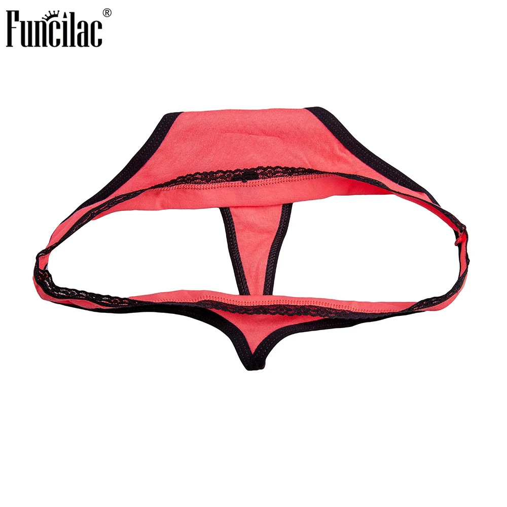 FUNCILAC нижнее белье женские сексуальные кружевные стринги хлопок трусы для