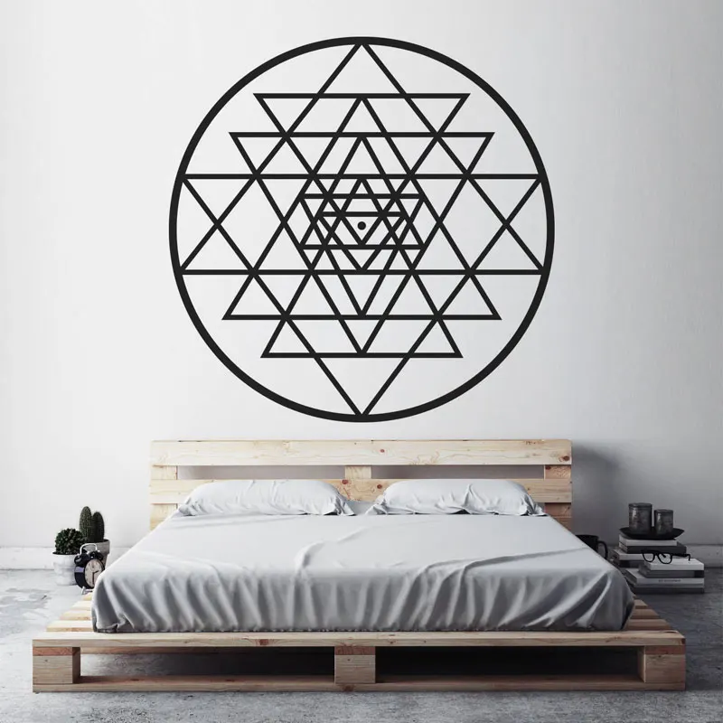 Виниловые настенные наклейки Sri Yantra Священная геометрия медитация духовная