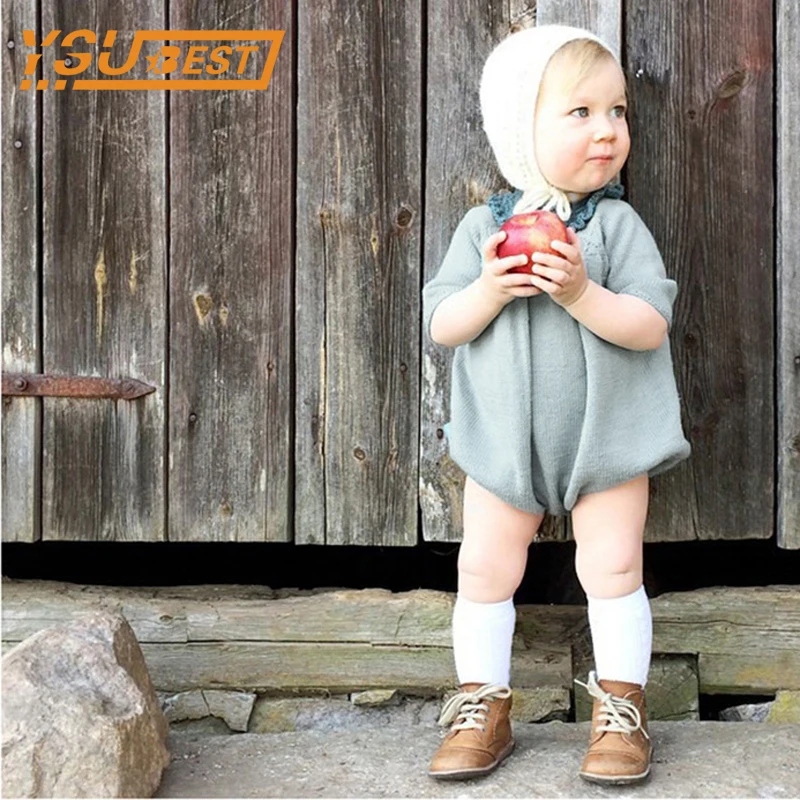 Детский трикотажный комбинезон с длинным рукавом на возраст 0 5 лет|toddler jumpsuit|knit baby