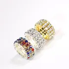 Модные Разноцветные радужные многослойные 3 ряда цепи Стразы сверкающие блестящие эластичные кольца для женщин Свадебные модные ювелирные изделия