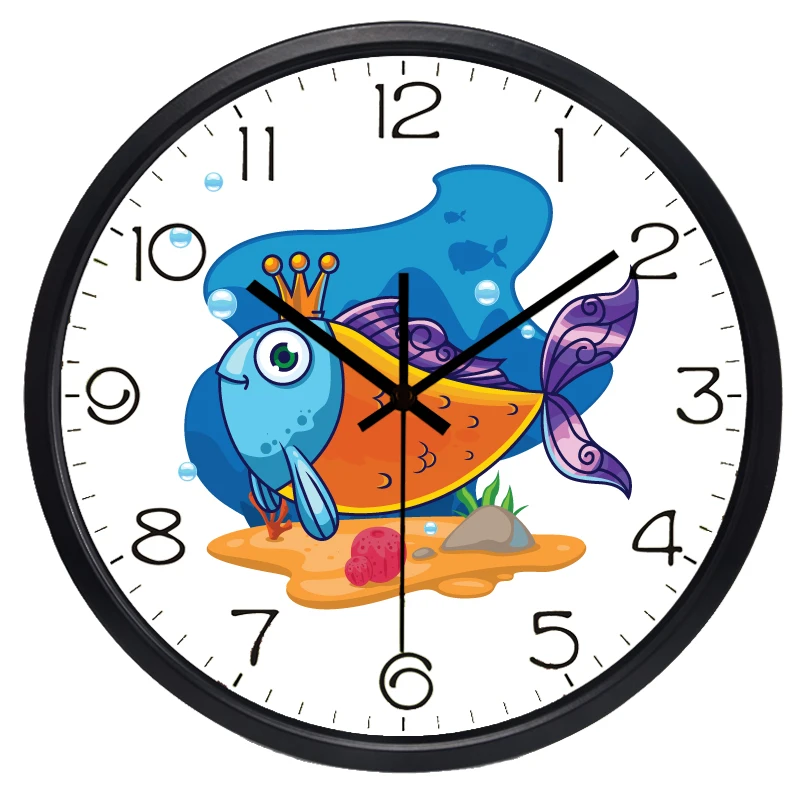 Подводная лодка Мир Детская комната детские настенные часы Корона рыба|wall clock|wall