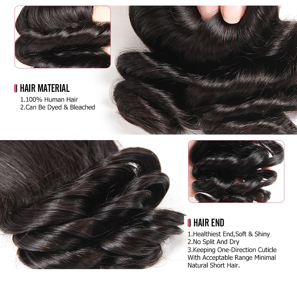 Supernova Hair 100% Human Bundles With Closure 4 Brazilian Loose Wave Weave Natural Black Remy Extension |