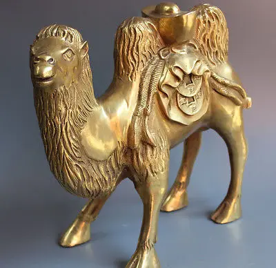 Фэншуй латунь богатство деньги благоприятная пустыня верблюд статуя лама | Дом и
