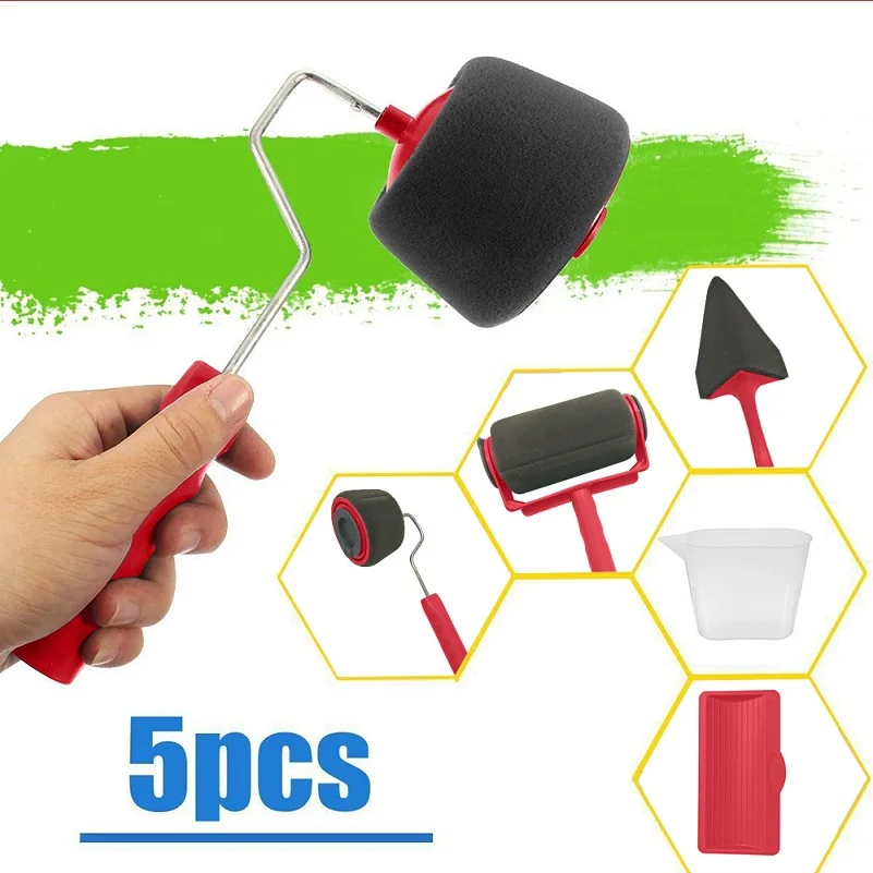 Type D 5pcs Red 8 шт./компл. DIY валик для краски набор инструментов многофункциональный Хо использовать держать использовать стены декоративная ручка Флокированный Edger инструмент краска ing кисть - Цвет: Type D 5pcs Red